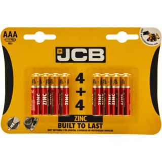 JCB R03/AAA Zinc Batteries 4+4 pack